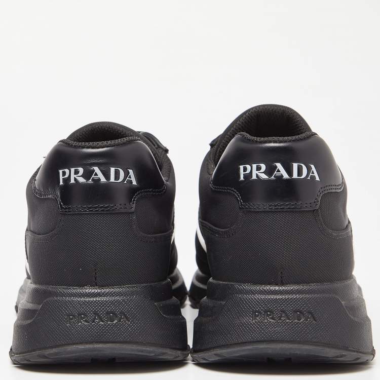 Pre Owned Prada Sport Black Canvas and Leather Low-Top Sneakers Size 43