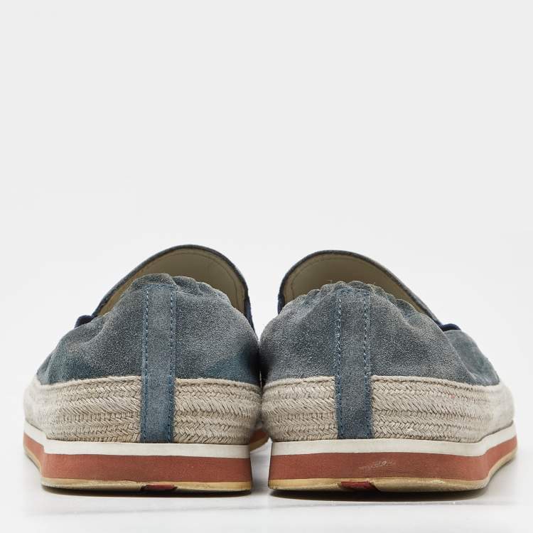 Pre Owned Prada Sport Blue Suede Slip On Sneakers Size 42