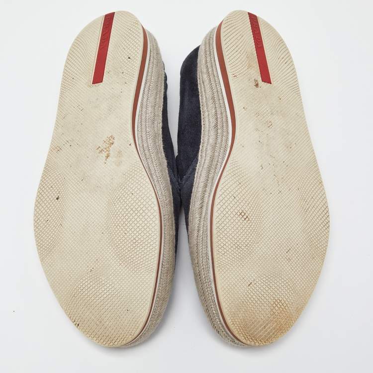 Pre Owned Prada Sport Blue Suede Espadrille Slip On Sneakers Size 40