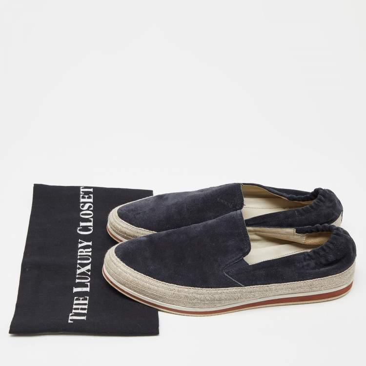 Pre Owned Prada Sport Blue Suede Espadrille Slip On Sneakers Size 40