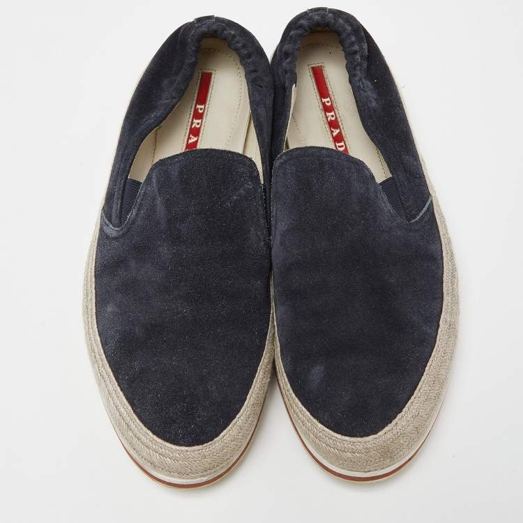 Pre Owned Prada Sport Blue Suede Espadrille Slip On Sneakers Size 40