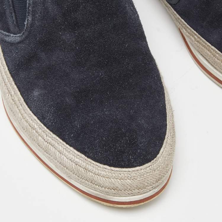 Pre Owned Prada Sport Blue Suede Espadrille Slip On Sneakers Size 40