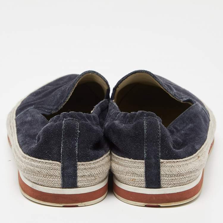 Pre Owned Prada Sport Blue Suede Espadrille Slip On Sneakers Size 40