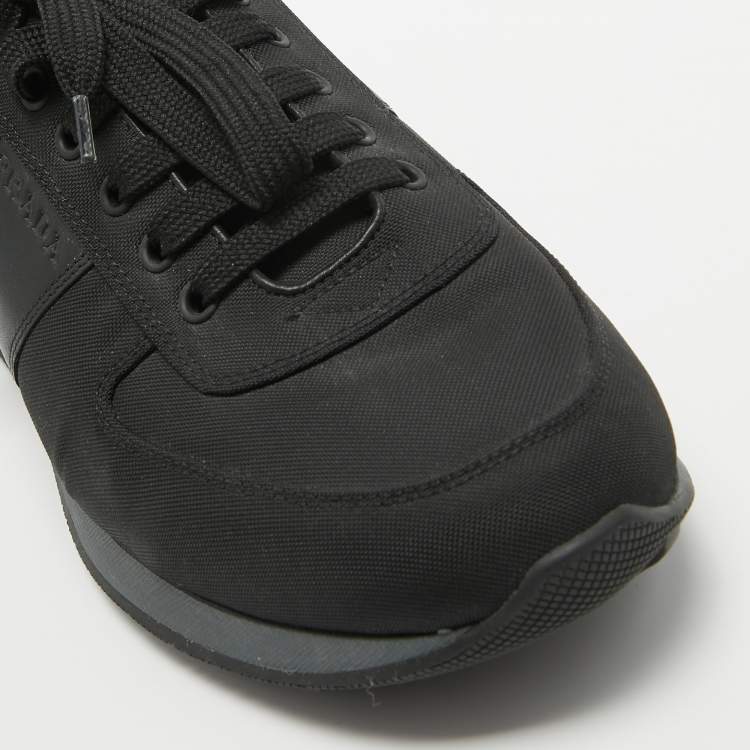 Pre Owned Prada Sport Black Canvas and Leather Low Top Sneakers Size 44