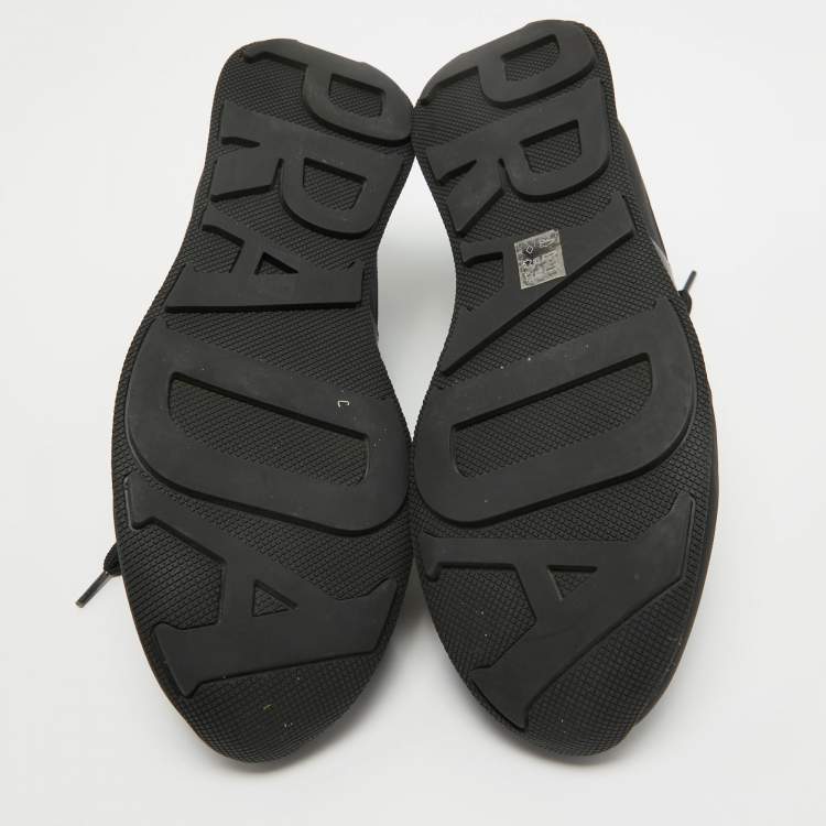Pre Owned Prada Sport Black Canvas and Leather Low Top Sneakers Size 44
