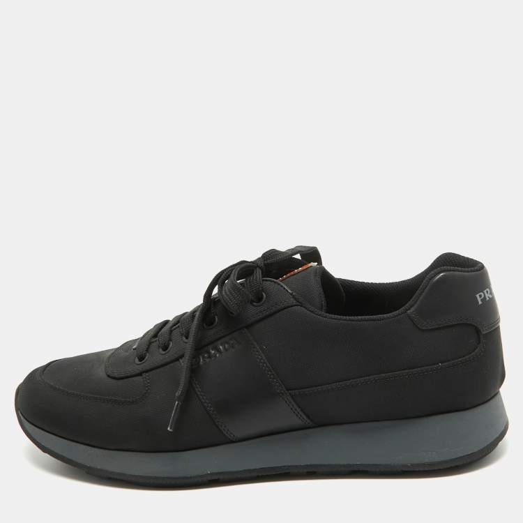 Pre Owned Prada Sport Black Canvas and Leather Low Top Sneakers Size 44