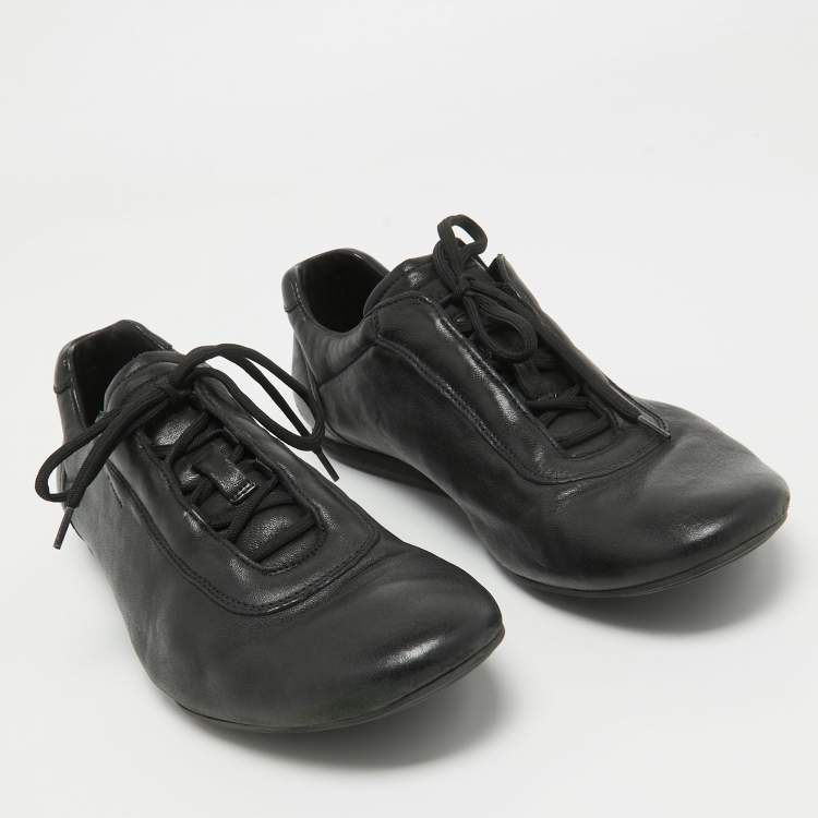 Pre Owned Prada Sport Black Leather Low Top Sneakers Size 43