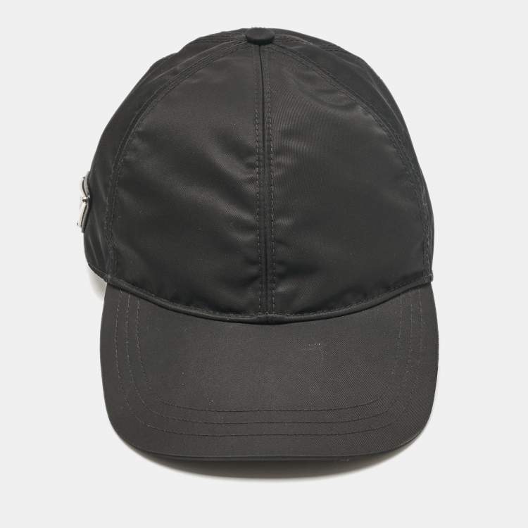 Pre Owned Prada Black Logo Re-Nylon Baseball Cap XL