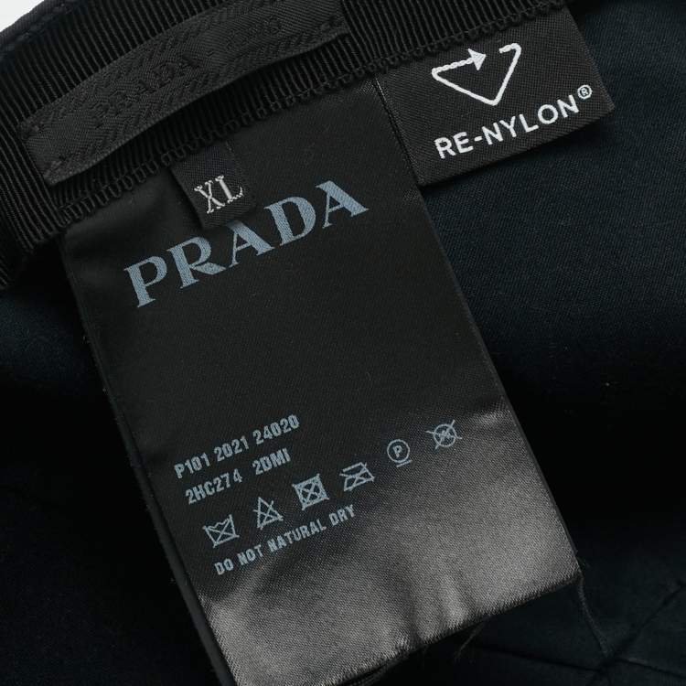 Pre Owned Prada Black Logo Re-Nylon Baseball Cap XL