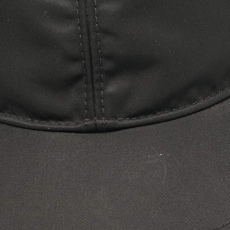 Pre Owned Prada Black Logo Re-Nylon Baseball Cap XL