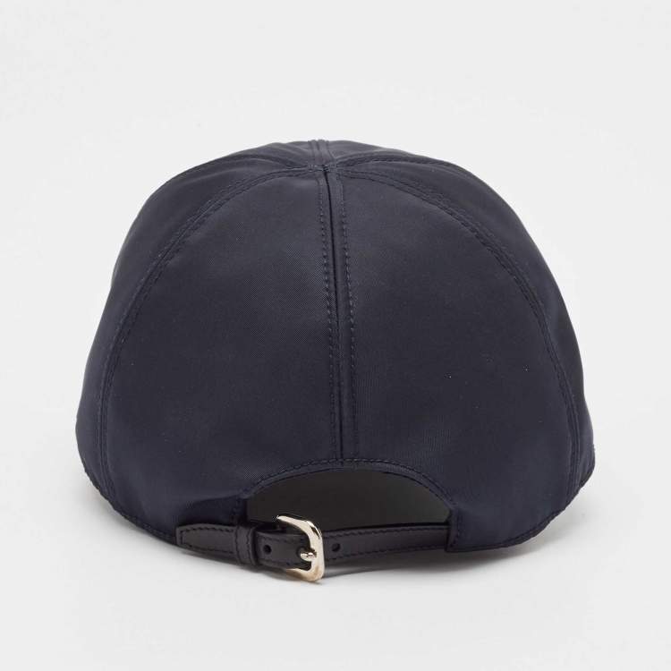 Pre Owned Prada Navy Blue Nylon Logo Detail Cap L