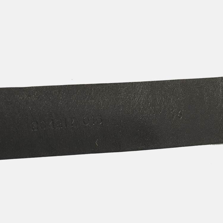 Pre Owned Prada Grey Crocodile Logo Plague Oval Belt  