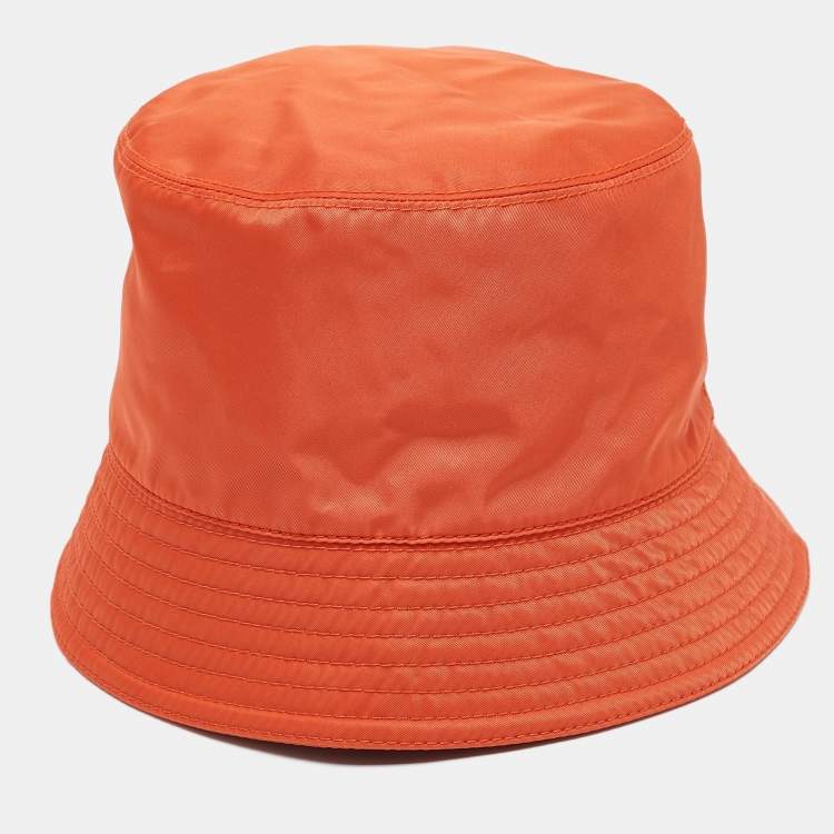Pre Owned Prada Orange Re-Nylon Bucket Hat M