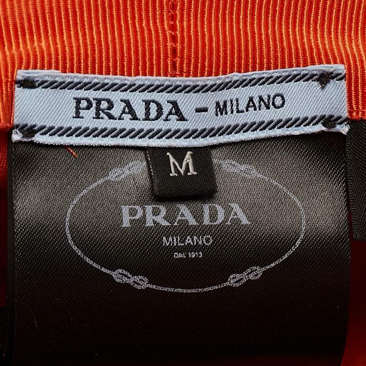 Pre Owned Prada Orange Re-Nylon Bucket Hat M