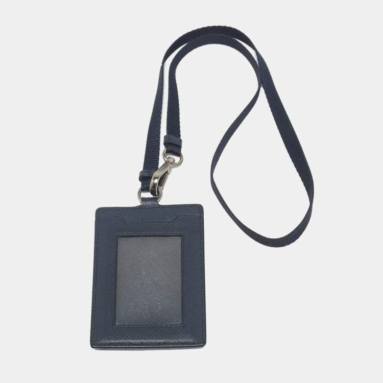 Pre Owned Prada Multicolor Saffiano Stripe Leather Badge Holder