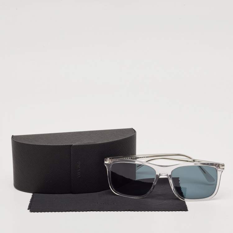 Pre Owned Prada Grey Mirrored SPR 18W Square Sunglasses