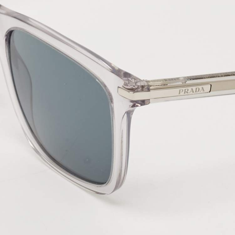 Pre Owned Prada Grey Mirrored SPR 18W Square Sunglasses