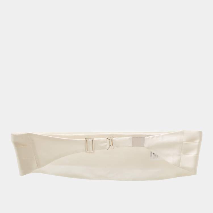 Pre Owned Prada White Silk Satin Tuxedo Cummerbund