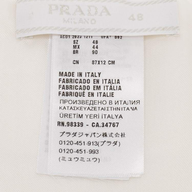 Pre Owned Prada White Silk Satin Tuxedo Cummerbund