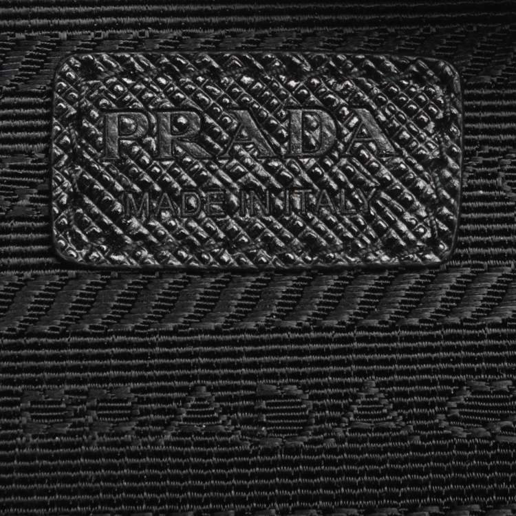 Pre Owned Prada Black Leather Travel Mini Strap Pouch 
