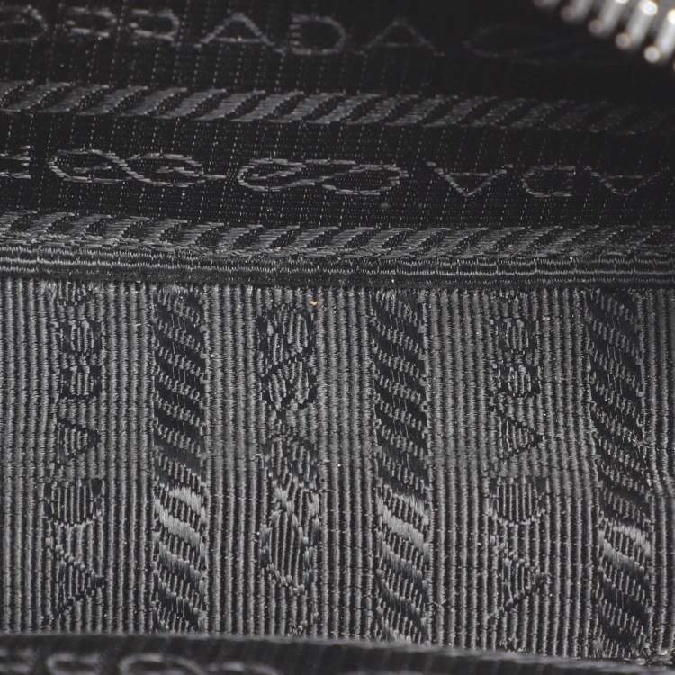 Pre Owned Prada Black Leather Travel Mini Strap Pouch 
