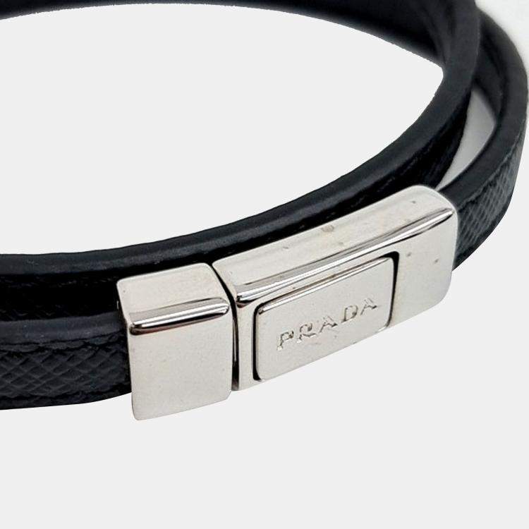 Pre Owned Prada Black Saffiano Bracelet