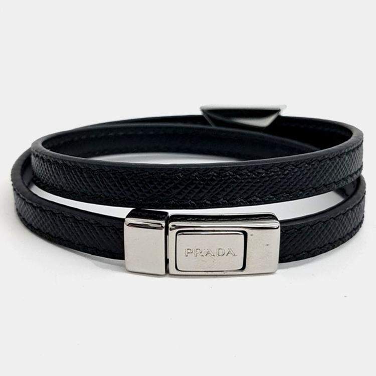 Pre Owned Prada Black Saffiano Bracelet
