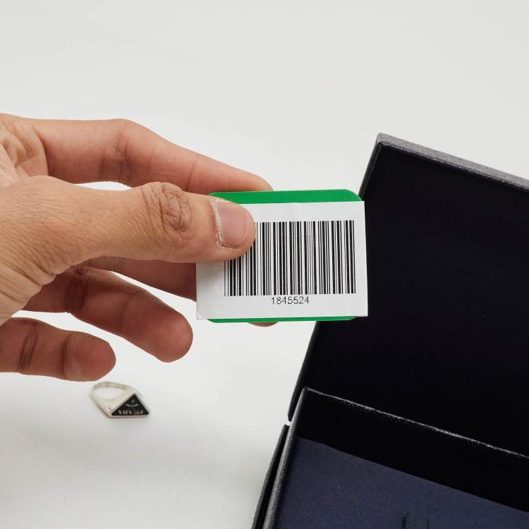 Pre Owned Prada Symbole Enamel Sterling Silver Ring Size 55 