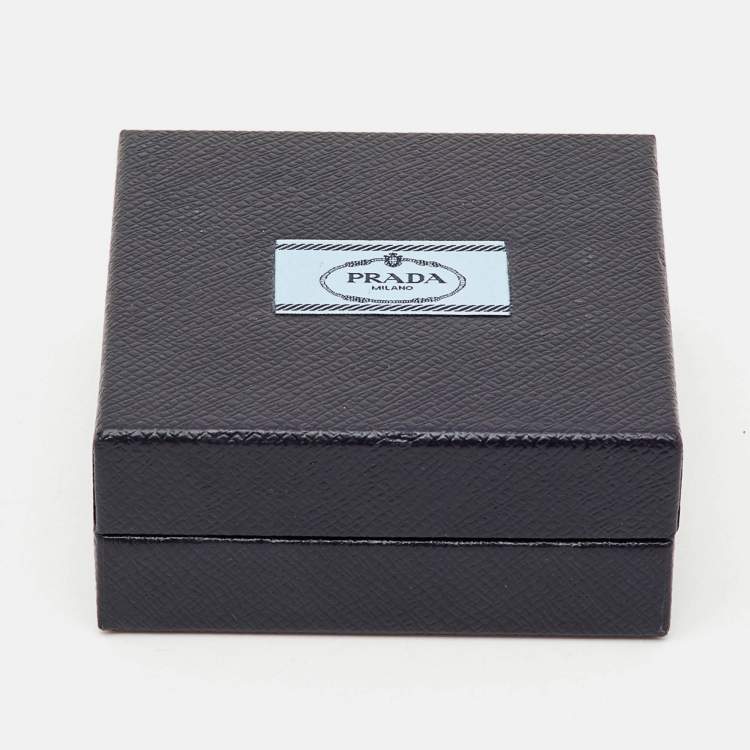 Pre Owned Prada Symbole Enamel Sterling Silver Ring Size 55 