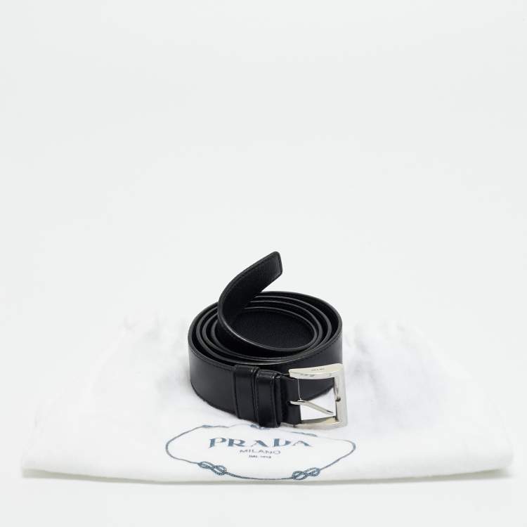 Pre Owned Prada Buckle 75CM Belt Black Leather