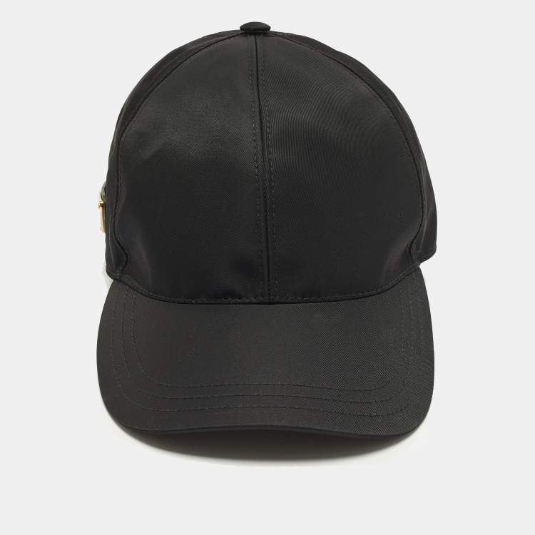 Pre Owned Prada Black Re-Nylon Triangle Logo Baseball Cap M