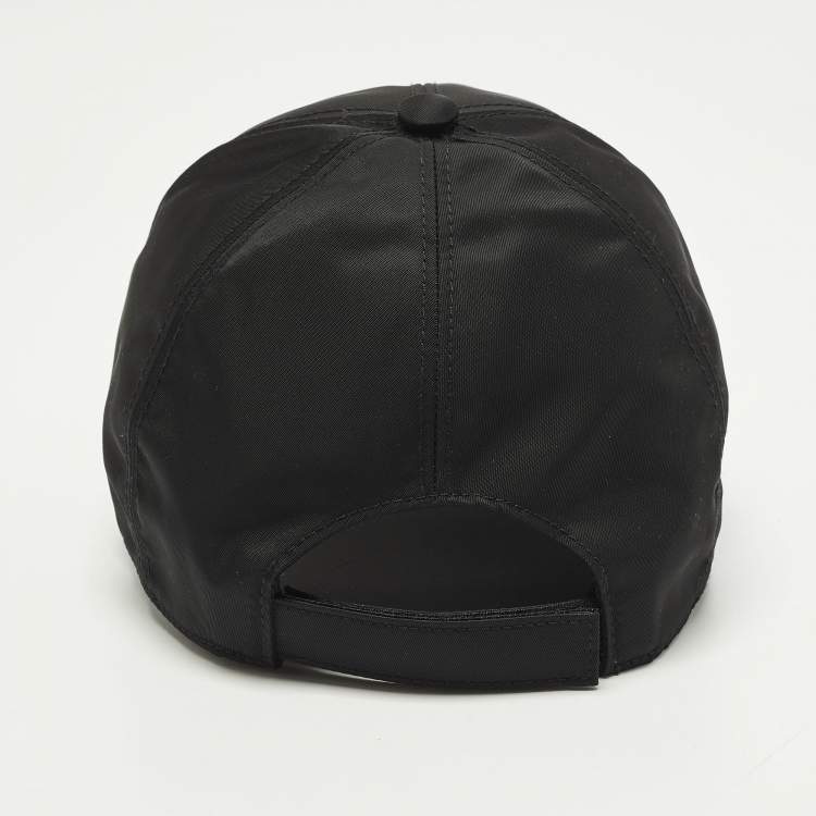 Pre Owned Prada Black Re-Nylon Triangle Logo Baseball Cap M