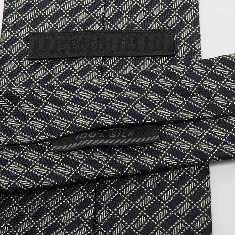 Pre Owned Prada Black Check Pattern Silk Tie