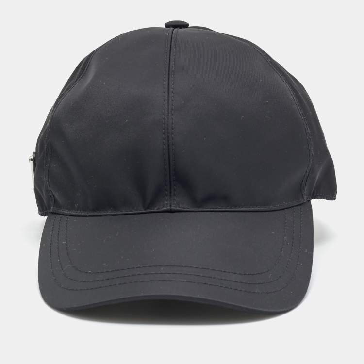 Pre Owned Prade Black Triangle Logo Re-Nylon Baseball Cap M