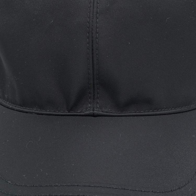 Pre Owned Prade Black Triangle Logo Re-Nylon Baseball Cap M
