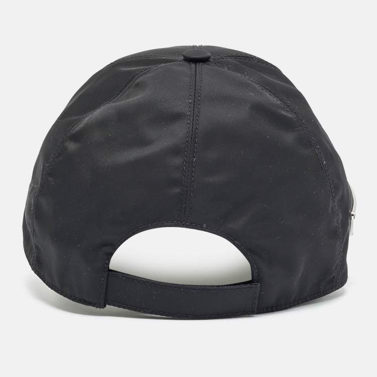 Pre Owned Prade Black Triangle Logo Re-Nylon Baseball Cap M