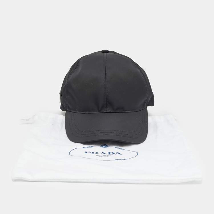 Pre Owned Prade Black Triangle Logo Re-Nylon Baseball Cap M