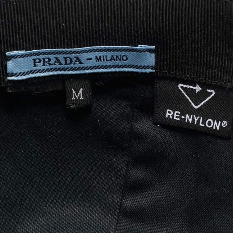 Pre Owned Prade Black Triangle Logo Re-Nylon Baseball Cap M