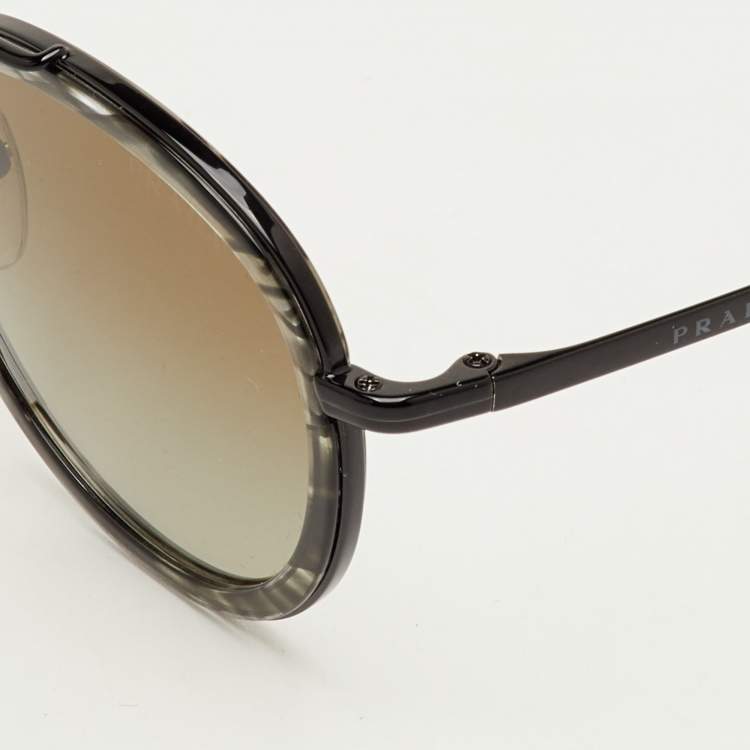 Pre Owned Prada Black Gradient SPR 56X Round Sunglasses
