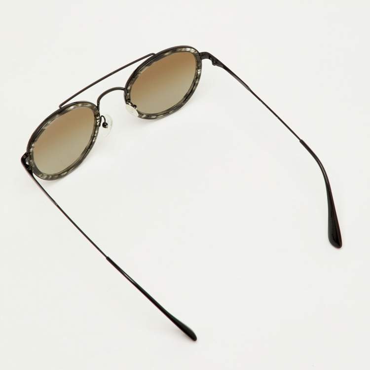 Pre Owned Prada Black Gradient SPR 56X Round Sunglasses