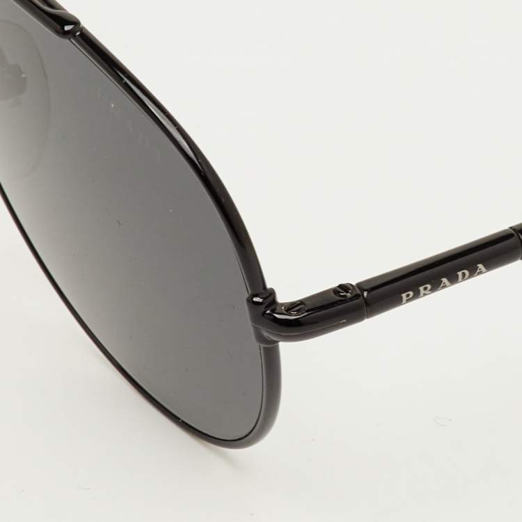 Pre Owned Prada Black SPR 66X Aviator Sunglasses