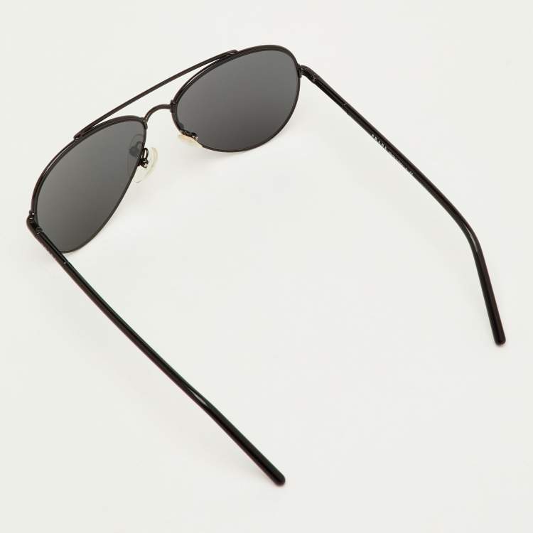 Pre Owned Prada Black SPR 66X Aviator Sunglasses