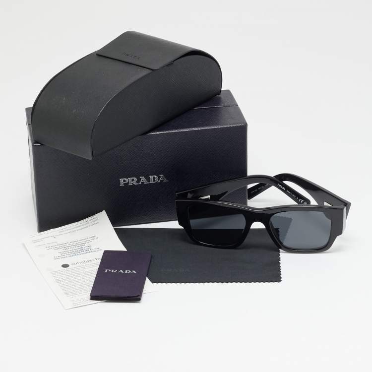 Pre Owned Prada Black SPR 10Z Symbole Square Sunglasses