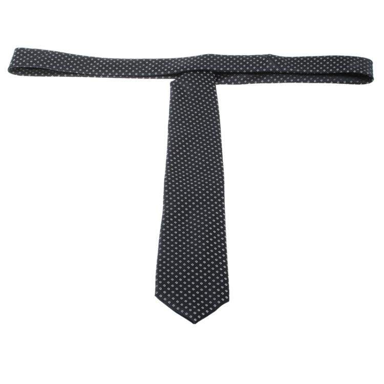 Pre Owned Prada Navy Blue Diamond Pattern Jacquard Tie