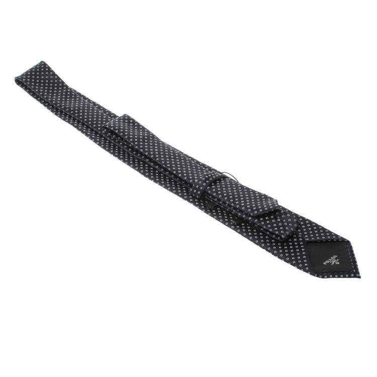 Pre Owned Prada Navy Blue Diamond Pattern Jacquard Tie