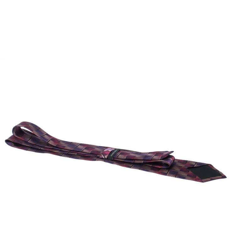 Pre Owned Prada Multicolor Geometric Pattern Silk Jacquard Classic Tie 