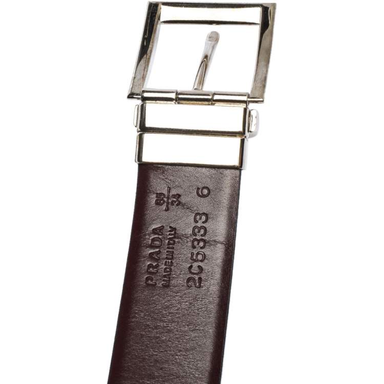 Pre Owned Prada Back Leather Buckle Belt 85CM