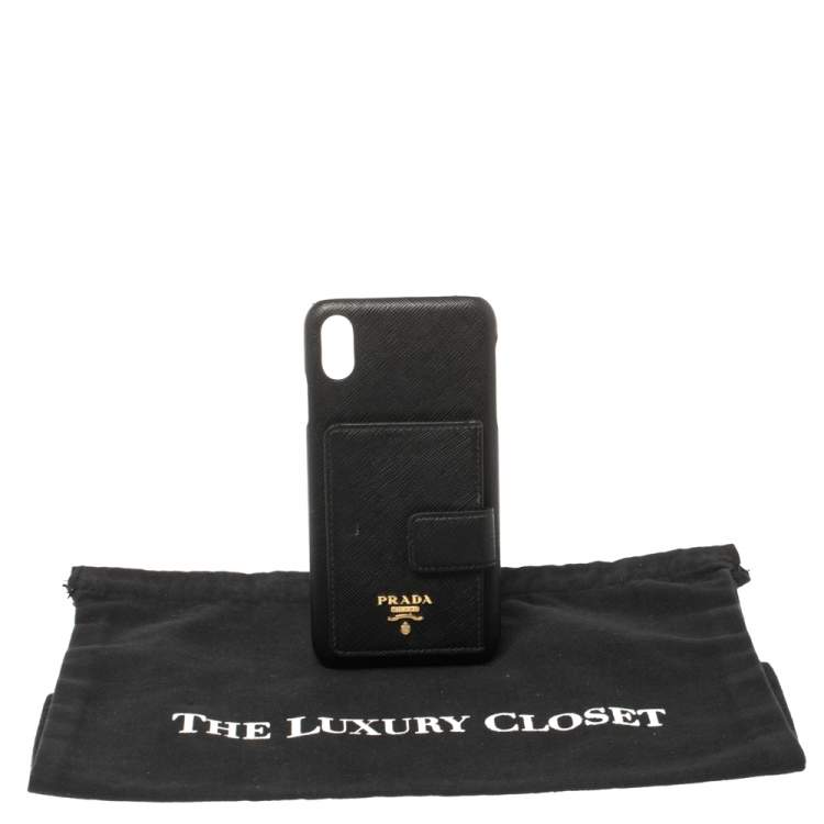 Pre Owned Prada Black Leather Iphone Xs Max Phone Case