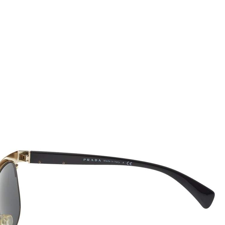 Pre Owned Prada Black/Gold SPR 52Q Square Sunglasses