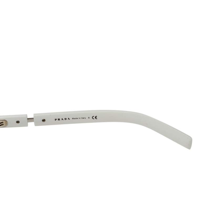 Pre Owned Prada White/Black SPR09X Square Sunglasses